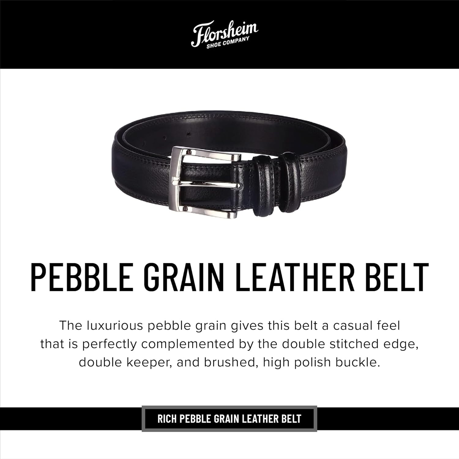 image:imageFlorsheim Pebble Grain Leather BeltCognac