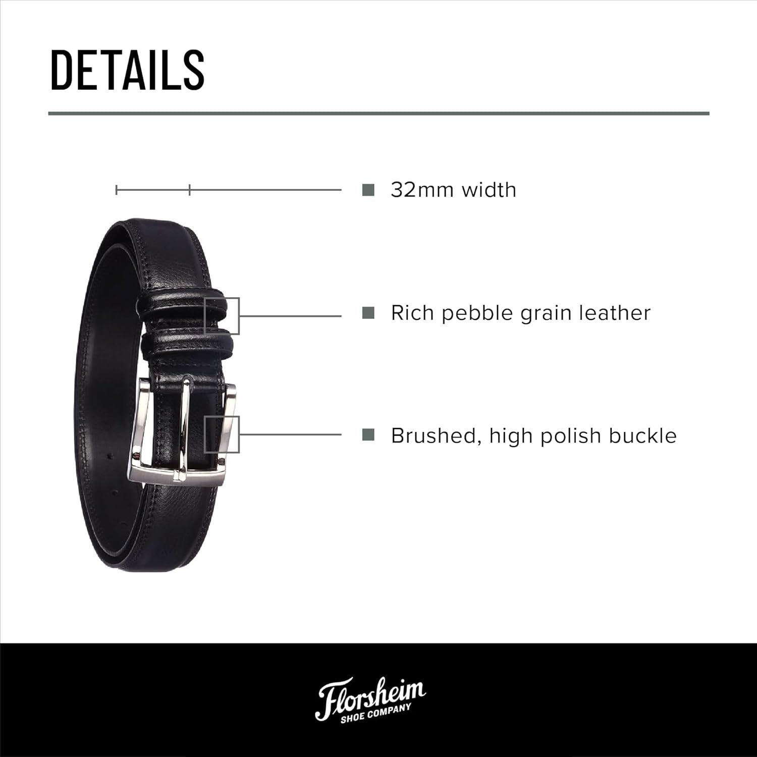 image:imageFlorsheim Pebble Grain Leather BeltCognac