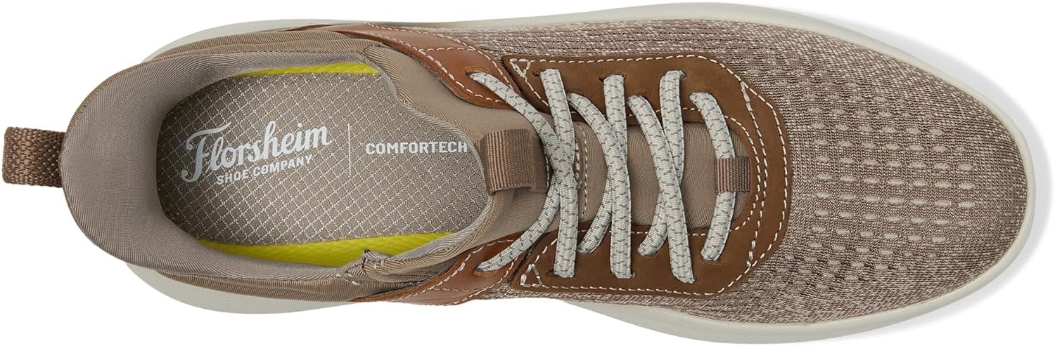 image:imageFlorsheim Mens Fleet Knit Elastic Lace Sneakers Hands FreeTaupe